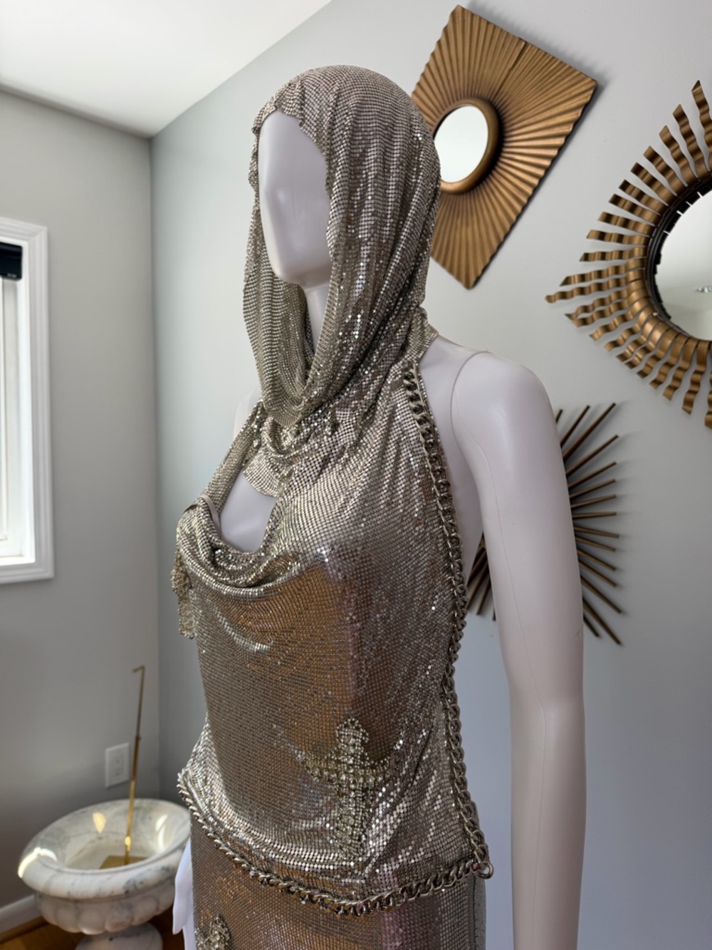 REVOLVE - The Dolls House Silver Metallic Chainmail Hood Top & Mini Skirt Set - Picture 8 of 17